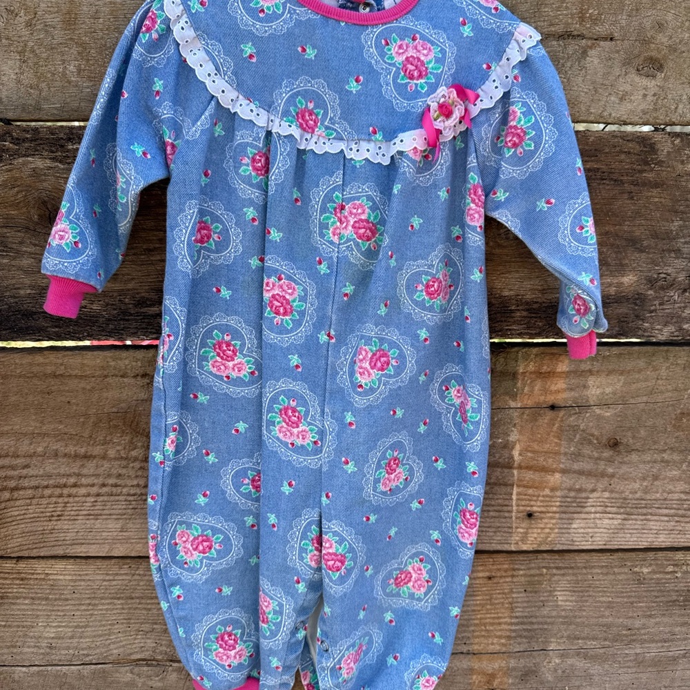Vintage Healthtex denim floral romper